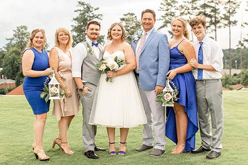 The Morman family recently gathered for Anna’s wedding to Jordan Andrews. Pictured are, from left, Jackie Morman III, Caitlin, Jack, Anna, Jordan, Sara and Elissa.