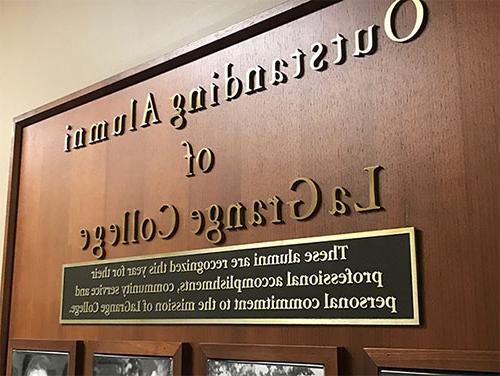 The outstanding alumni board adorns the wall in historic Smith Hall