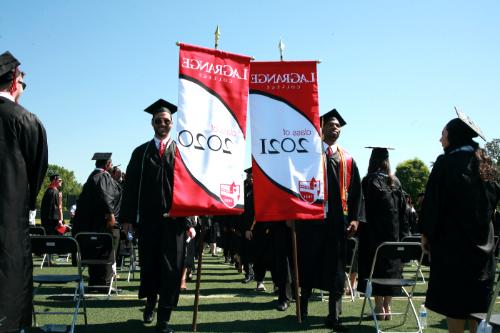 Class banner at commencement